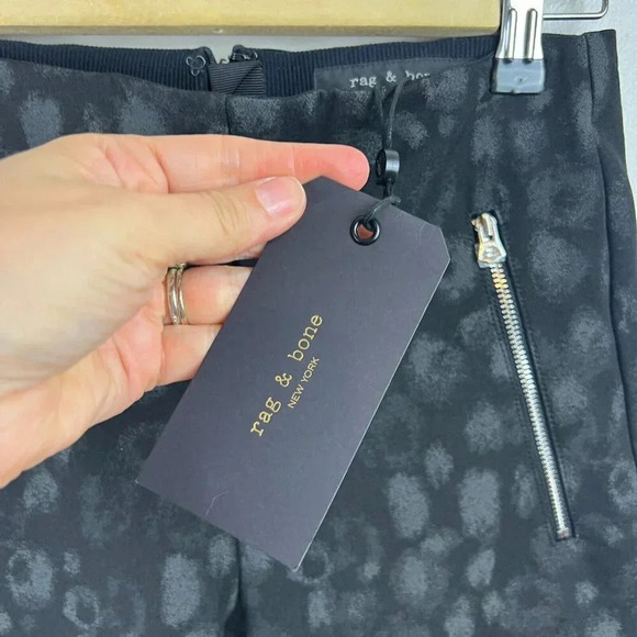 Rag & Bone Simone Pants Size 2 Leopard Print Ankle Cropped Mid Rise Black Work - Picture 5 of 13